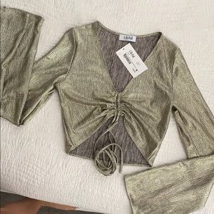 Foiled flare sleeve top